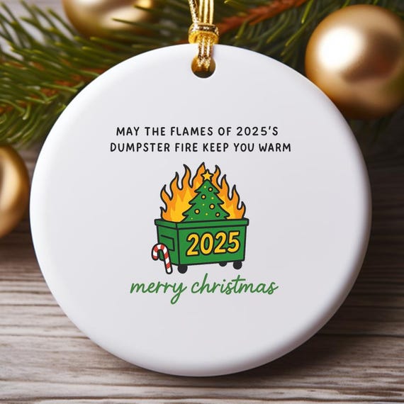 Funny Dumpster Fire Ornament - Sarcastic Holiday Office Decoration O978