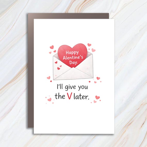 Funny Valentine Greeting Card, Happy Alentines Day, Valentines Card For Him, Pink Card With Humor VC5