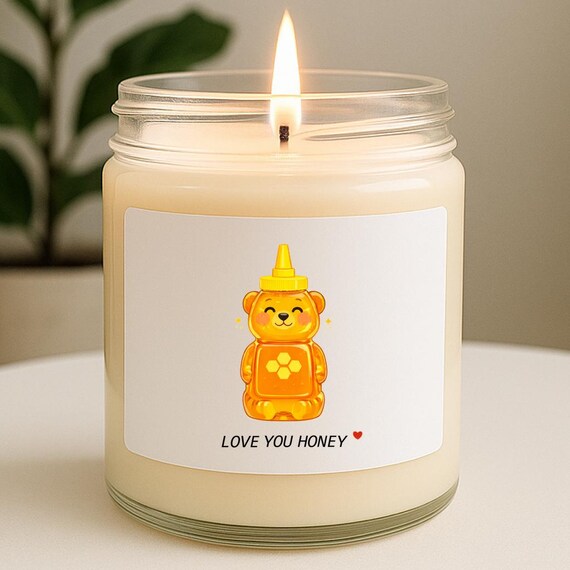 Love You Honey Candle - Anniversary, Valentines, Wedding - Funny Pun Cute Home Fragrance VK39
