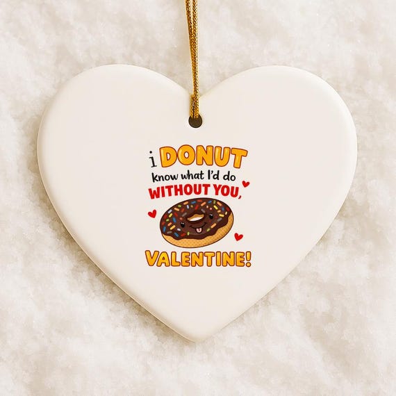 Donut Valentines Day Ornament, Cute Funny Gift For Boyfriend Girlfriend Husband Wife VO60