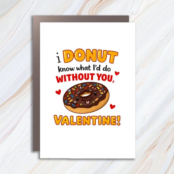 Donut Valentines Day Greeting Card, Cute Funny Gift For Boyfriend Girlfriend Husband Wife VC60