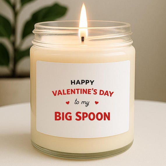 Happy Valentine's Day To My Big Spoon, Funny Candles & Home Fragrances For Boyfriend, Valentine For Him VK63