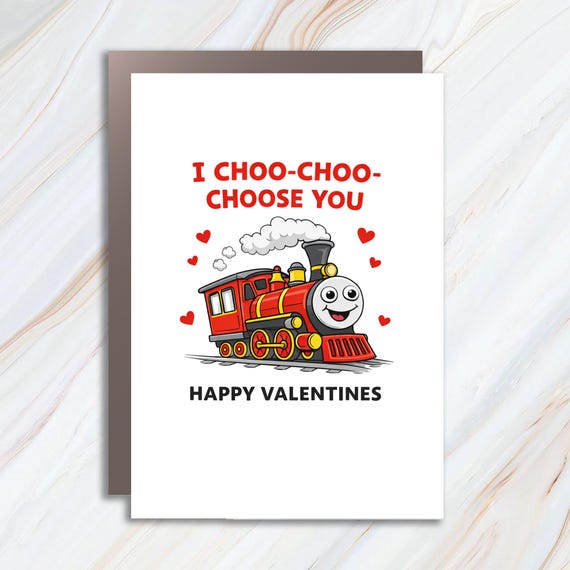 I Choo Choo Choose You Funny Valentine's Day Greeting Card With Button For Him Or Her VC64