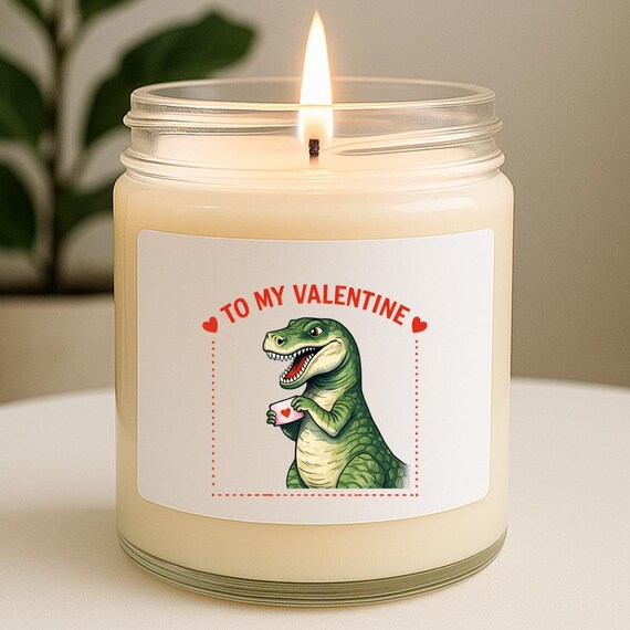 Funny Dinosaur Candle, Valentines Day, Vintage Sci-Fi Art, Geekery, Tyrannosaurus Rex, Love & Alternate Histories VK80