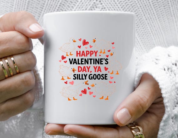 Silly Goose Valentine's Day Mug, Funny Valentine's Gift For Boyfriend Or Husband, Goose Lover Humor VM88