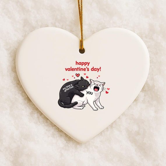 Valentine's Day Ornaments, Cute Cat Meme, Happy Valentine's Day, For Husband, Wife, Boyfriend, Girlfriend, Partner VO89