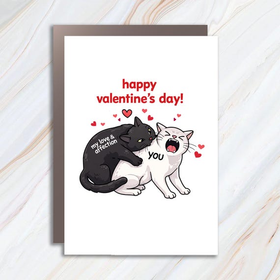 Valentine's Day Card, Cute Cat Meme, Happy Valentine's Day, For Husband, Wife, Boyfriend, Girlfriend, Partner VC89