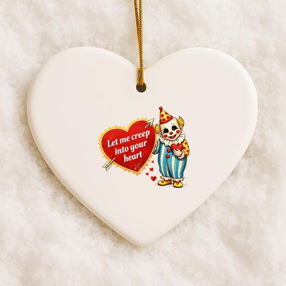 Creepy Clown Ornament: Hysterically Creepy I Love You Valentine Decoration VO90