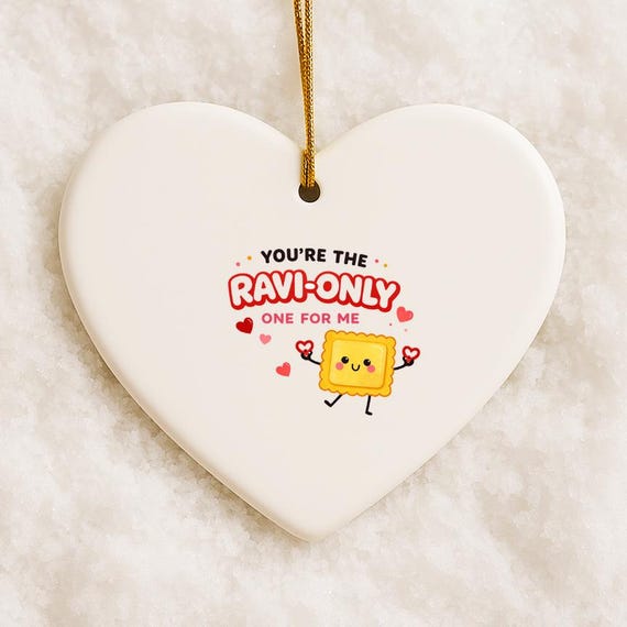Funny Ravioli Food Pun Ornaments For Valentine's Day - Cute Cartoon With Hearts VO103