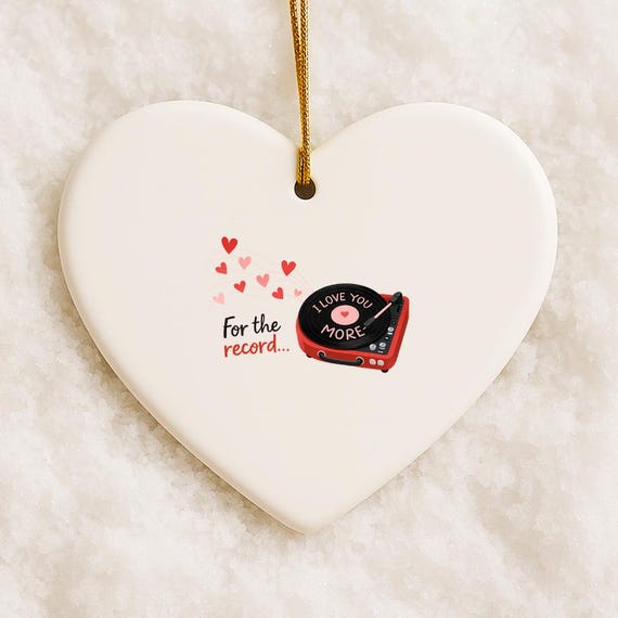 For The Record Valentines Ornaments With Red Record Player And Hearts VO132