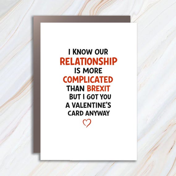 Funny Valentine's Day Greeting Card With Brexit Relationship Humor VC134