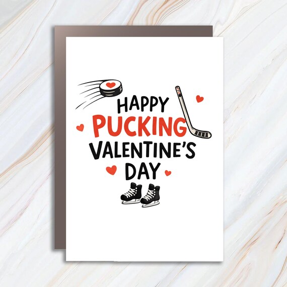 Hockey Pun Card - Happy Pucking Valentine's Day - For Husband Or Boyfriend VK140
