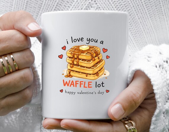 I Love You A Waffle Lot - Funny Valentine's Day Mug With Waffles And Hearts Design VM147