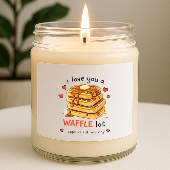 I Love You A Waffle Lot Candle - Funny Valentine's Day Home Fragrance With Waffles And Hearts VK147