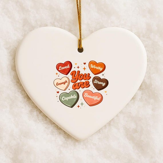 Cute Teacher Valentine Ornament, Retro Heart Ornament, Valentines Day Love Ornament VO149