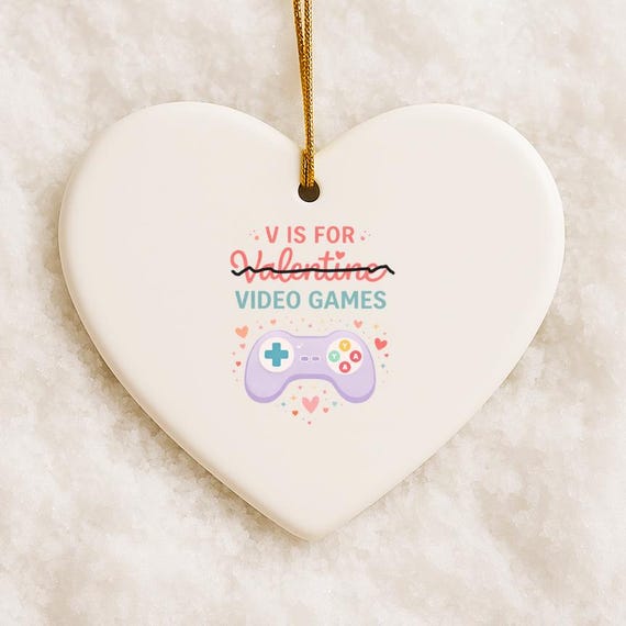 Funny Anti-Valentine Ornament: Video Game Controller Design 'V Is For Valentine Video Games' VO153