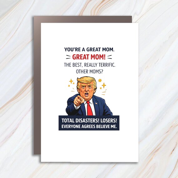 Funny Mother's Day Greeting Card With Cartoon Man, Best Mom Ever Humor MC16