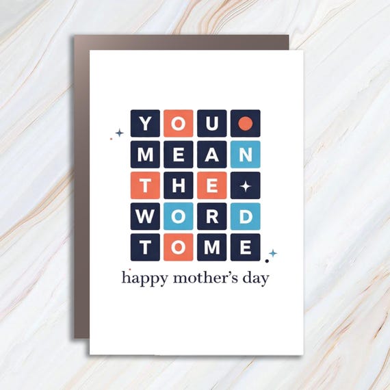 Funny Mother's Day Greeting Card: Wordle Puzzle, 'You Mean The World To Me' MC31