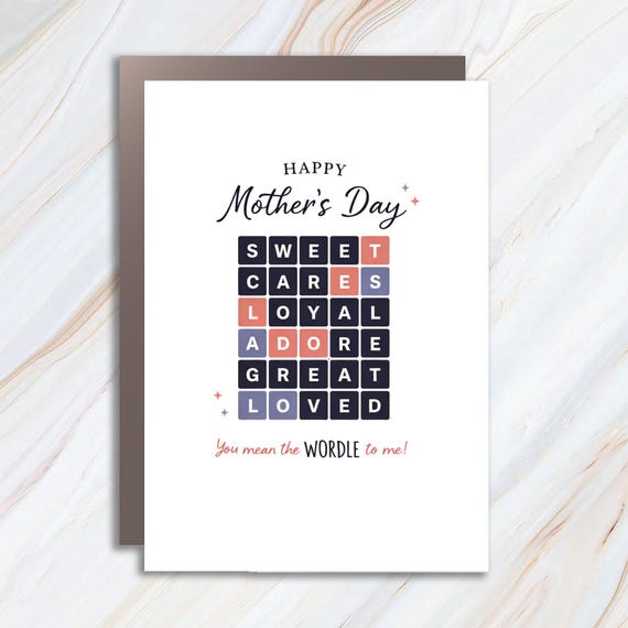 Wordle Mother's Day Greeting Card, Trendy Cute Funny Pun Card, Happy Mother's Day MC32