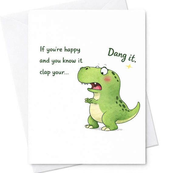 Funny Dinosaur Birthday Card T Rex Short Arms Joke Humor Greeting Card for Friend Kid Adult Gift C8