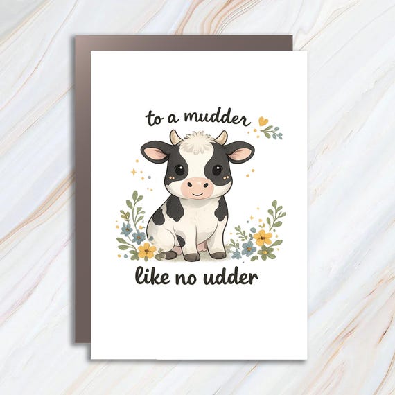 Funny Mother's Day Card For Mom - Cow And Flowers, Unique Mom Greeting Cards MC45