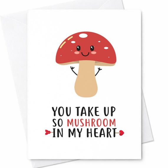 Funny Pun Mushroom In My Heart Valentine Anniversary Card Boyfriend Girlfriend Husband Wife C94