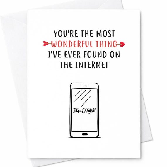 Funny Online Dating Internet Match Valentine Anniversary Card Husband Boyfriend Girlfriend C106