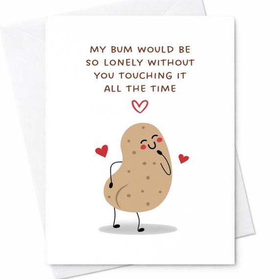 Funny Bum Love Card Naughty Relationship Card Couples Humor Card Adult Anniversary Card For Boyfriend Girlfriend Wife Husband C130
