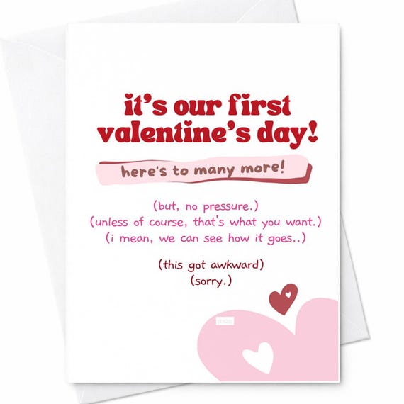 Our First Valentines Day Card Funny Awkward Love Card New Relationship Card Cute Romantic Card For Boyfriend Girlfriend C138