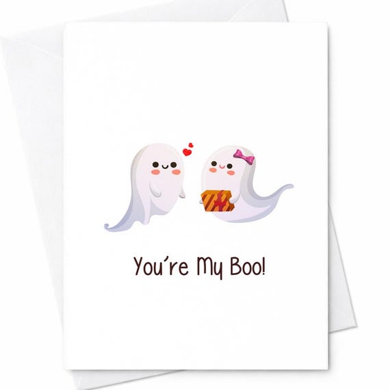 You're My Boo Cute Ghost Valentines Card Funny Love Card Halloween Love Card Adorable Couple Card For Boyfriend Girlfriend C140