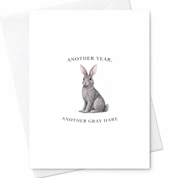 Rabbit Birthday Card Another Year Another Gray Hare Funny Aging Pun Card Cute Bunny Birthday Card For Friend Mom Dad C170