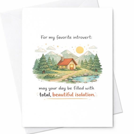 Introvert Birthday Card Funny Introvert Card Isolation Birthday Card Cozy Cabin Birthday Card Nature Birthday Card For Friend C201