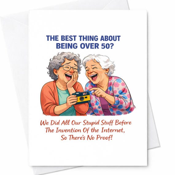 Funny Over 50 No Proof Birthday Card Aging Internet Joke Humor Gift For Friend Mom Dad Coworker C220