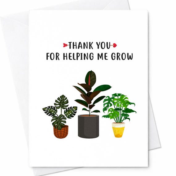 Thank You For Helping Me Grow Mothers Day Card Plant Appreciation Gift For Mom From Daughter Son C228