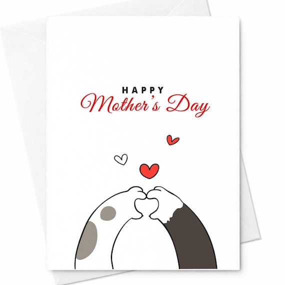 Happy Mother's Day Cat Lover Card Cute Cat Love Gift For Mom From Daughter Son C234