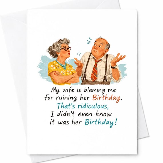 Funny Forgot Wife Birthday Card Husband Joke Marriage Humor Gift For Wife From Husband Sarcastic Birthday Card C226