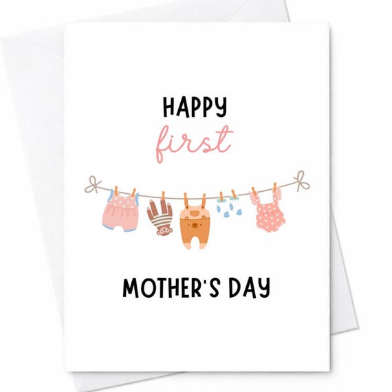 Happy First Mother's Day Card Baby Clothes Cute New Mom Gift From Husband Daughter Son C233