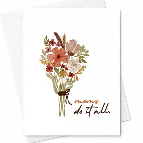 Moms Do It All Mother’s Day Card Floral Mom Appreciation Card Sweet Minimalist Gift For Mom From Daughter Son Love Thank You Card C253