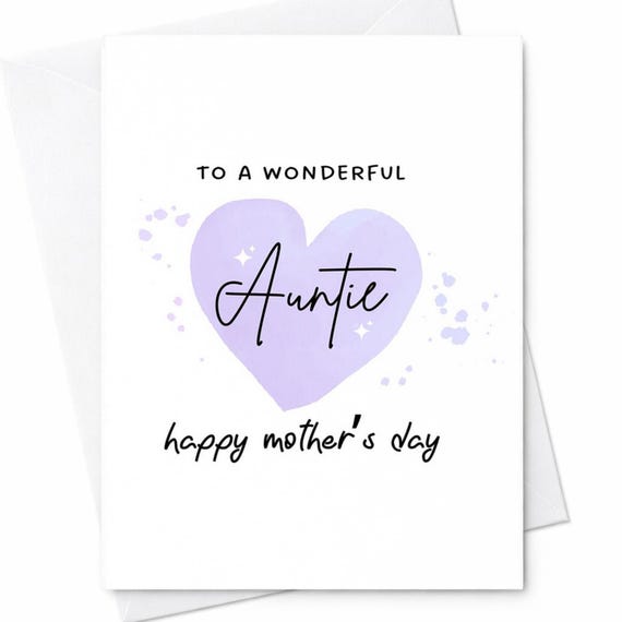 Auntie Mother's Day Card From Niece Nephew Sweet Mother's Day Card For Aunt Cute Heart Auntie Card Family Gift Idea C282