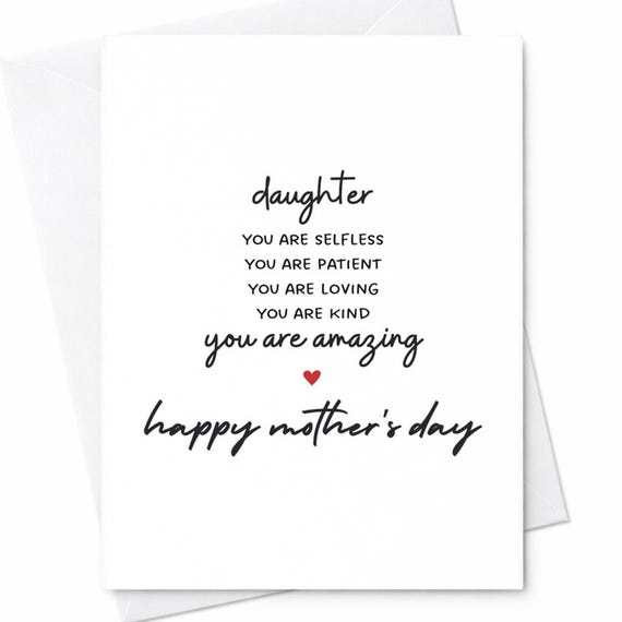 Daughter Mother's Day Card From Mom Dad Sweet Mother's Day Card For Daughter Emotional Gift Loving Daughter Card C283