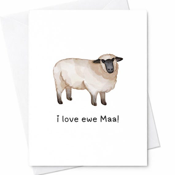 I Love Ewe Maa Funny Mother’s Day Card Sheep Pun Card Cute Farm Animal Mom Card From Daughter Son Husband Wife Gift C258