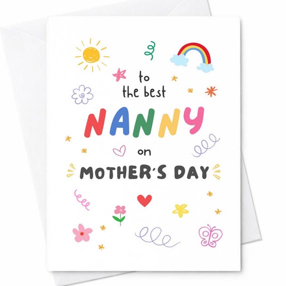 To The Best Nanny On Mother’s Day Cute Nanny Appreciation Card Thank You Nanny Gift From Child Family Sweet Caregiver Card C267