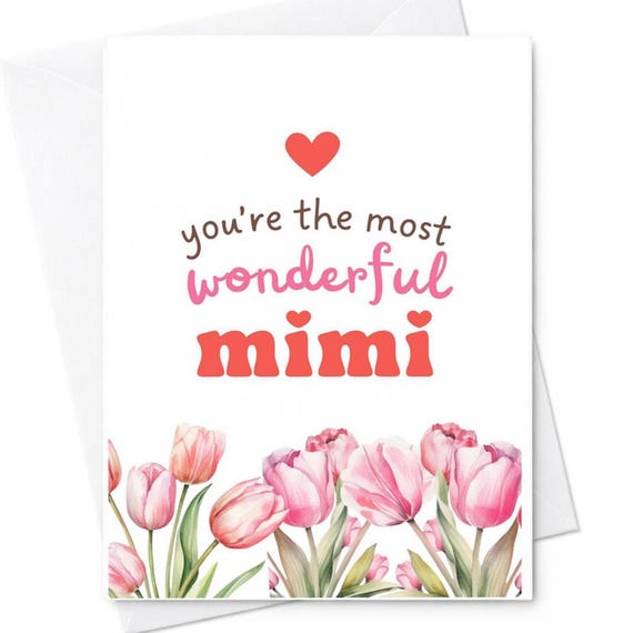Wonderful Mimi Mother's Day Card Cute Floral Grandma Card From Grandkids You're The Most Wonderful Mimi Gift For Her C297