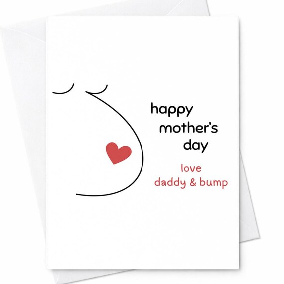 Pregnancy Mother's Day Card From Husband Daddy And Bump Bump To Mom Card Expecting Baby First Mother's Day Minimalist Card C296
