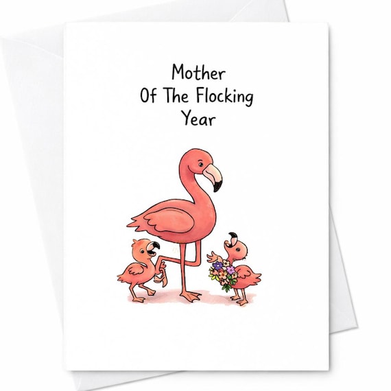 Flamingo Mom Mother's Day Card Funny Mother Of The Flocking Year Card Cute Flamingo Mom Gift From Kids Mom Humor Card C305