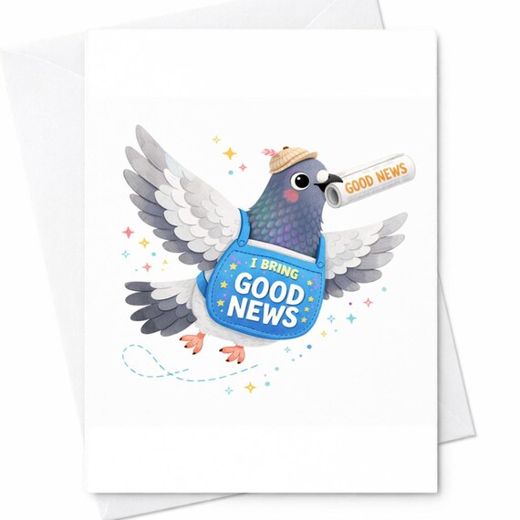 Pigeon Good News Birthday Card Funny Bird Birthday Card I Bring Good News Cute Animal Birthday Card Gift C333
