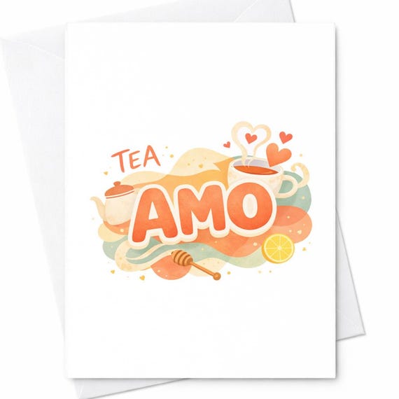 Funny Tea Amo Card, Tea Lover Pun Anniversary Card, Cute Valentine Card For Girlfriend Boyfriend, Romantic Tea Pun Love Card C366