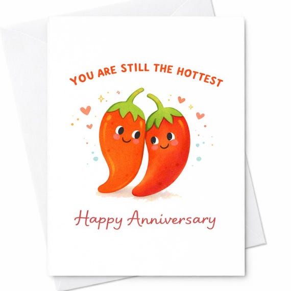 Funny Spicy Pepper Anniversary Card You Are Still The Hottest Cute Chili Love Card For Partner Romantic Anniversary Gift Idea C378