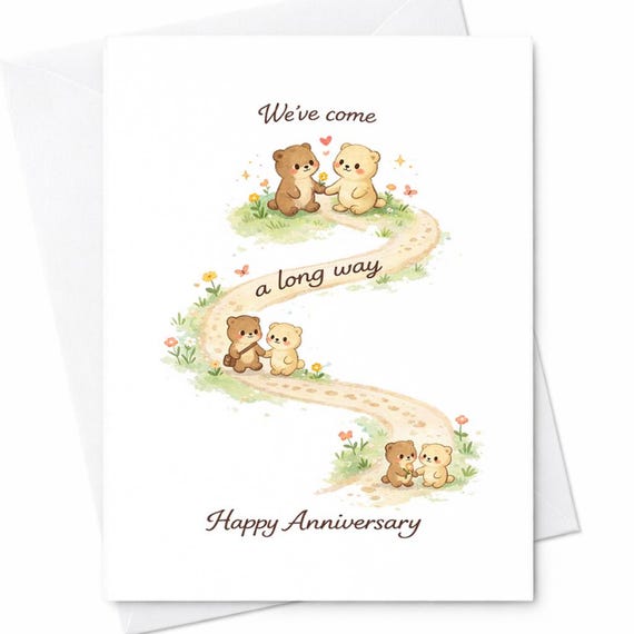 Cute Bear Anniversary Card We've Come A Long Way Romantic Love Card For Partner Sweet Couple Card Boyfriend Girlfriend Gift C380
