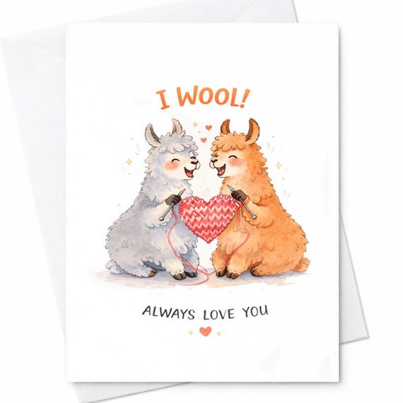 Llama Love Card I Wool Always Love You Cute Llama Anniversary Card Romantic Pun Gift For Boyfriend Girlfriend Partner C383